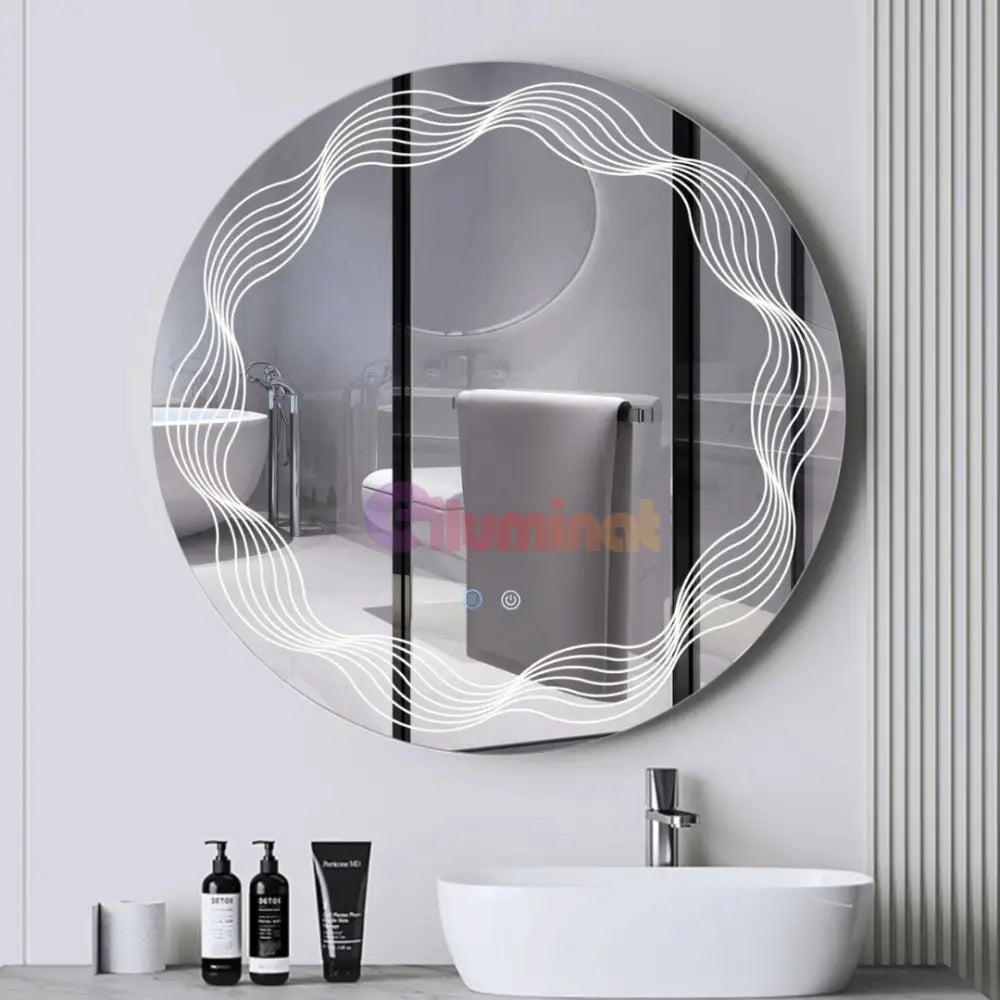 Oglinda LED Rotunda 60cm 3 Lumini Dezaburire si Touch E26S/60x60 FRAMELESS / 60CM LED MIRROR