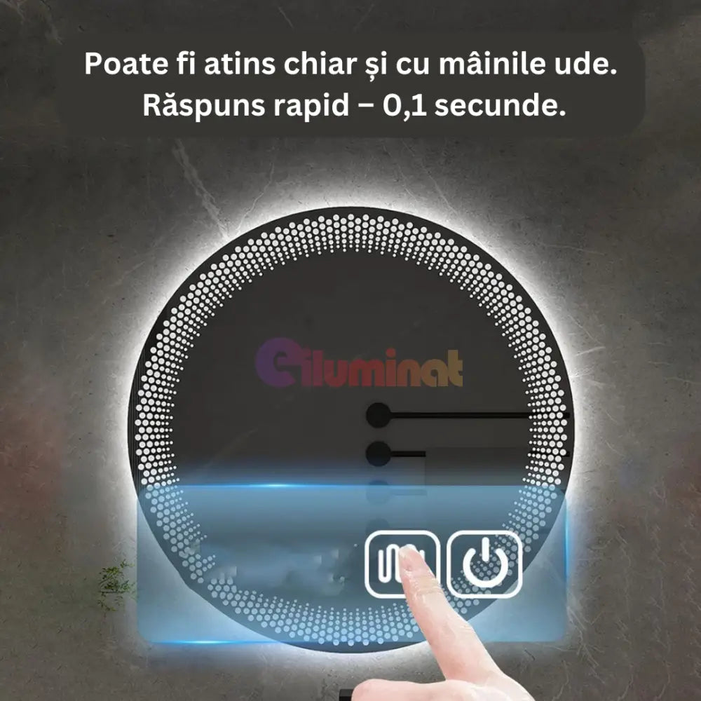 Oglinda LED Rotunda 60cm 3 Lumini Dezaburire si Touch E47S/60x60 FRAMELESS / 60CM LED MIRROR