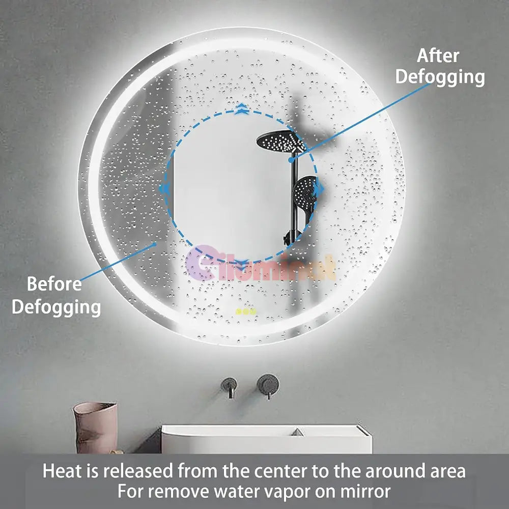 Oglinda Led Rotunda 60Cm Functie Dezaburire Si Touch J12 Mirror