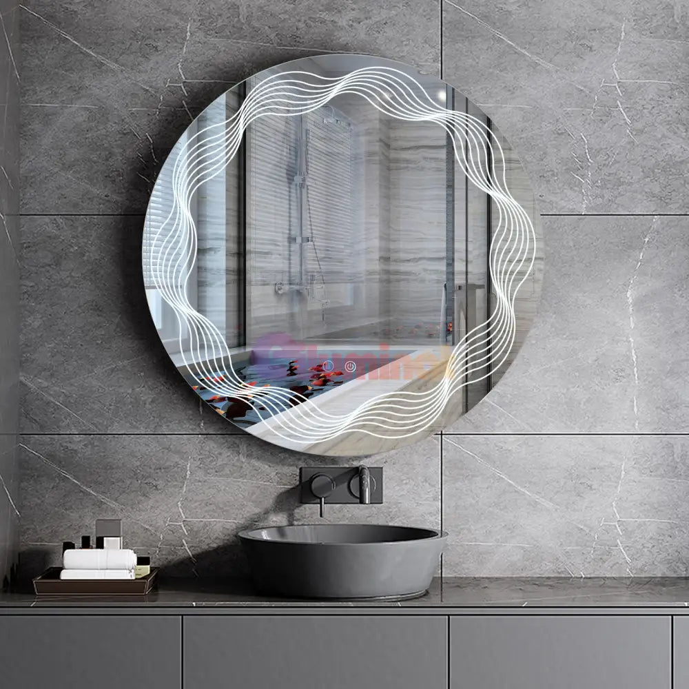 Oglinda Led Rotunda 70Cm 3 Lumini Dezaburire Si Touch Od060-5 Mirror