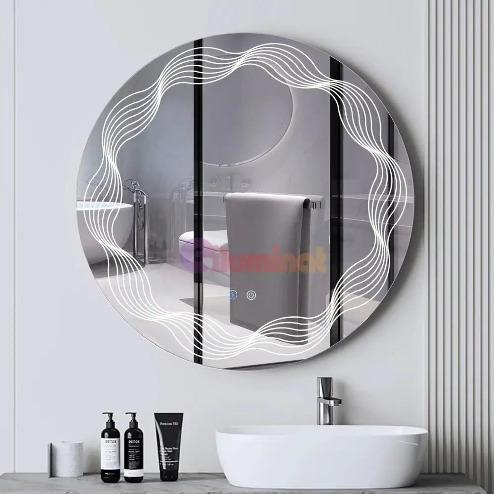 Oglinda Led Rotunda 70Cm 3 Lumini Dezaburire Si Touch Od060-5 Mirror