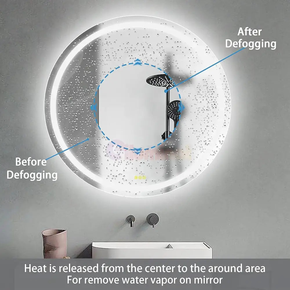 Oglinda Led Rotunda 70Cm Functie Dezaburire Si Touch Doua Lumini J05-1 Mirror