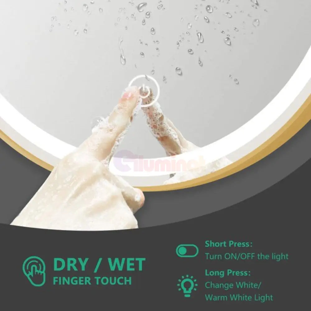 Oglinda Led Rotunda 70Cm Rama Aurie Dezaburire Si Touch J26 Mirror