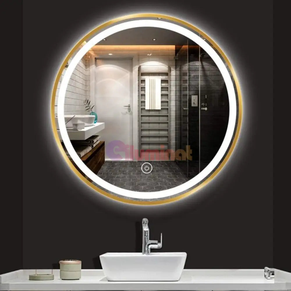 Oglinda Led Rotunda 70Cm Rama Aurie Dezaburire Si Touch J26 Mirror