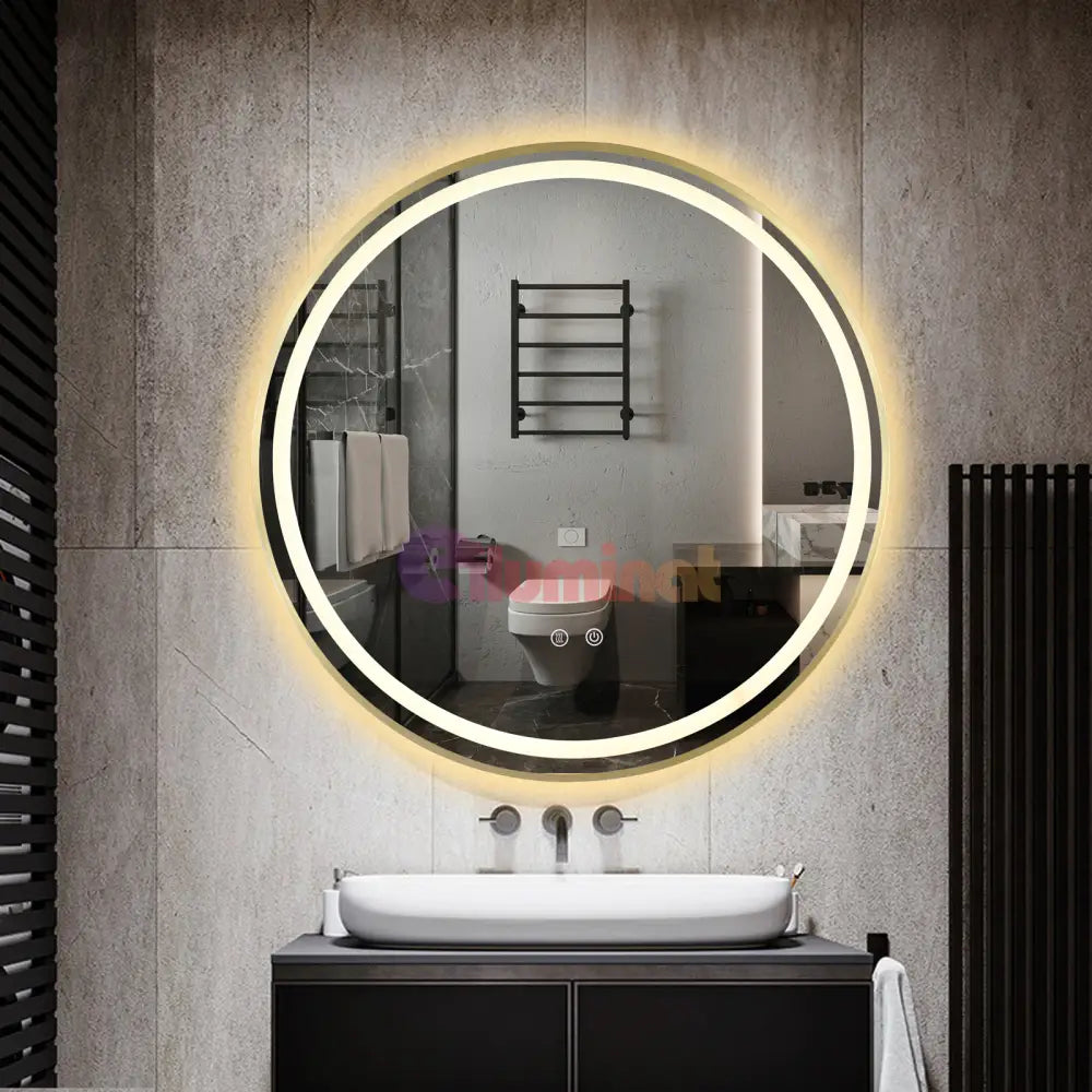 Oglinda Led Rotunda 70Cm Rama Aurie Touch Si 3 Lumini Od016/Gd Mirror