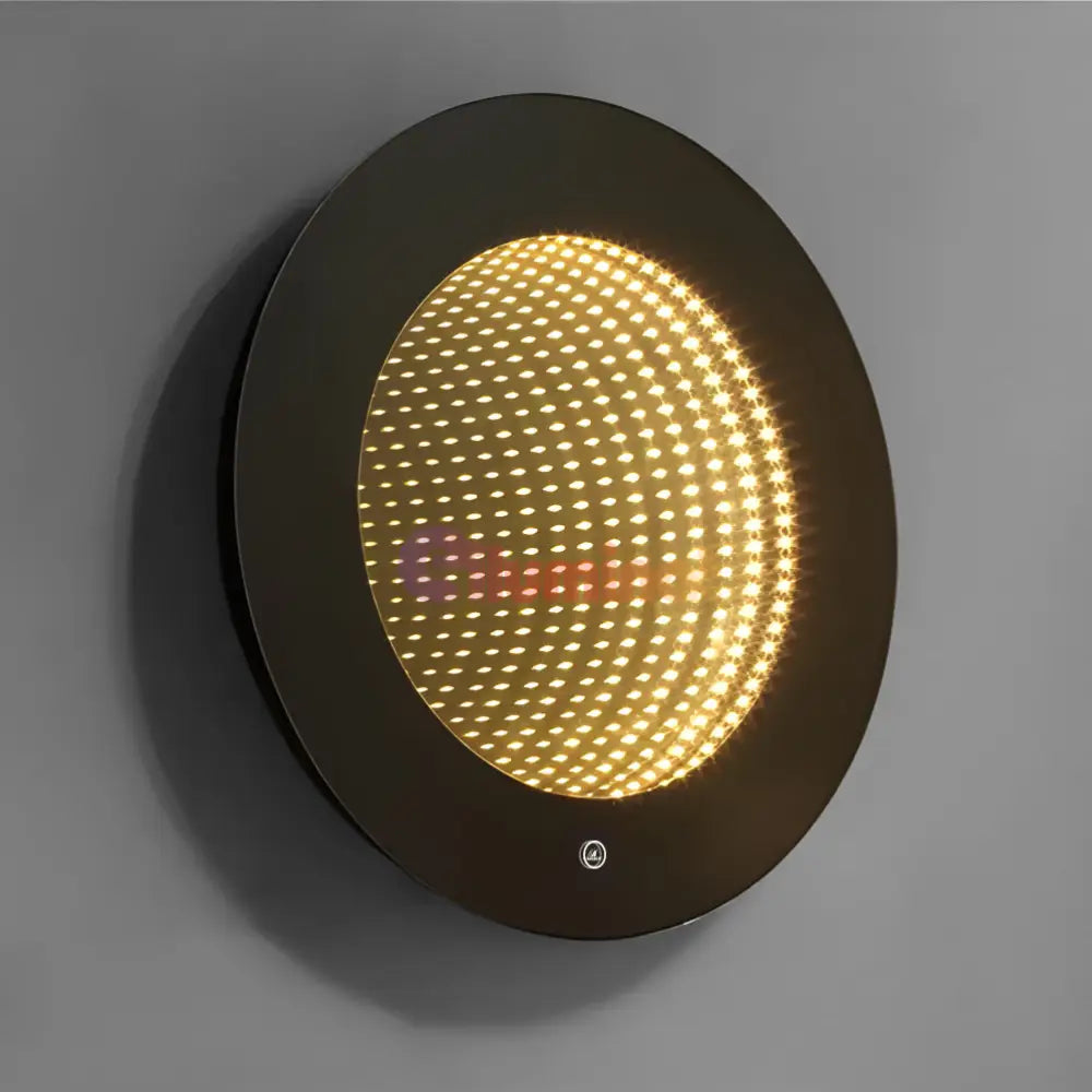 Oglinda LED Rotunda cu Rama Neagra 3D Infinity Mirror 3 Lumini si Touch J183F LED MIRROR
