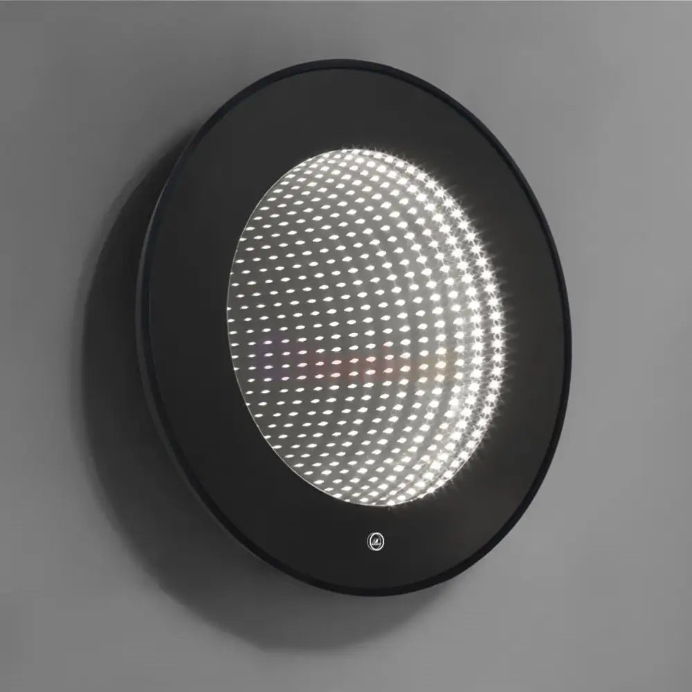 Oglinda Led Rotunda Cu Rama Neagra 3D Infinity Mirror 3 Lumini Si Touch J183F Mirror