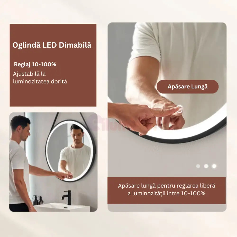 Oglinda LED Rotunda 60CM Simple Touch C110S NEAGRA / 60CM LED MIRROR