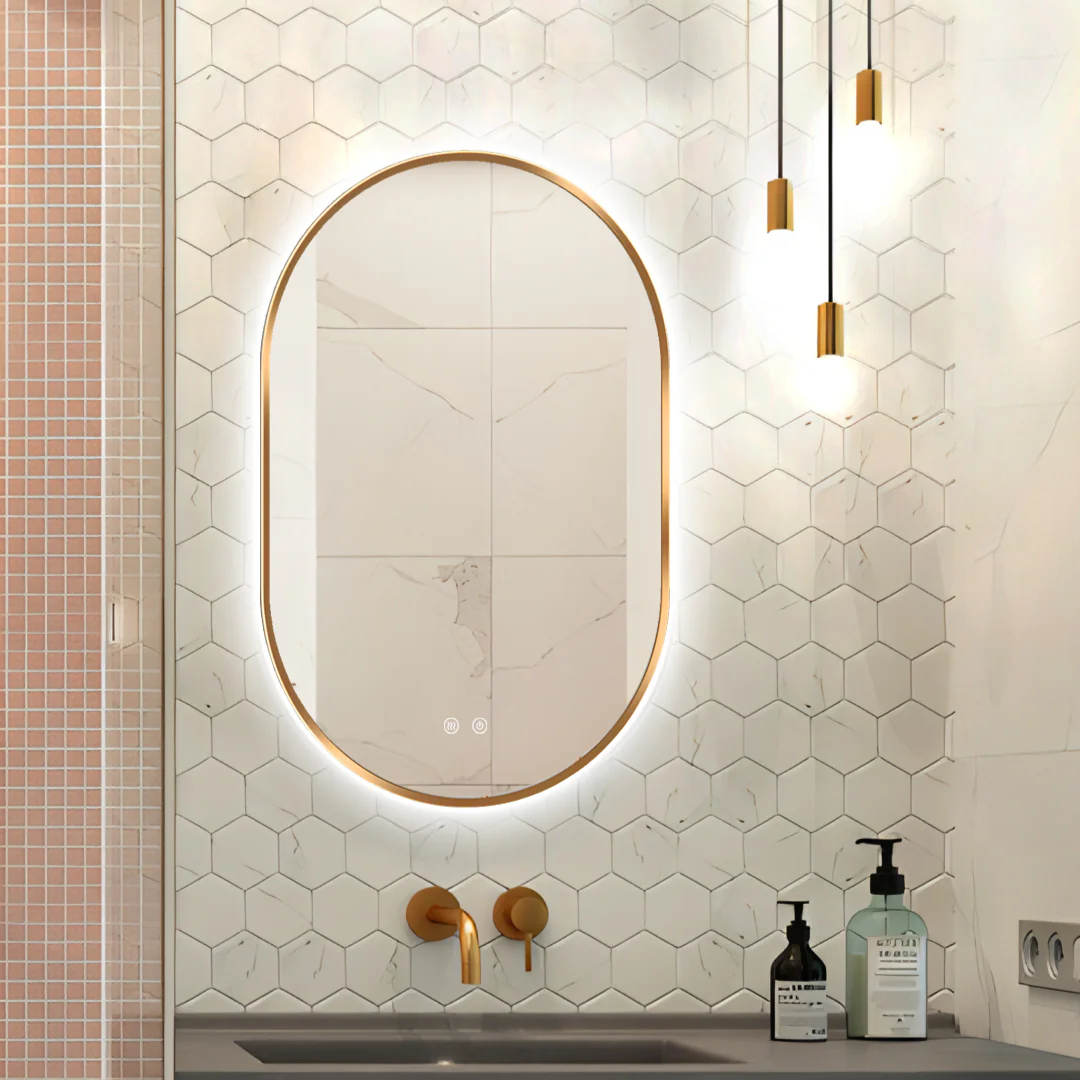 Oglinda LED si TOUCH Ovala 50x80cm Functie Dezaburire GOLD AURIE / 50X80CM LED MIRROR