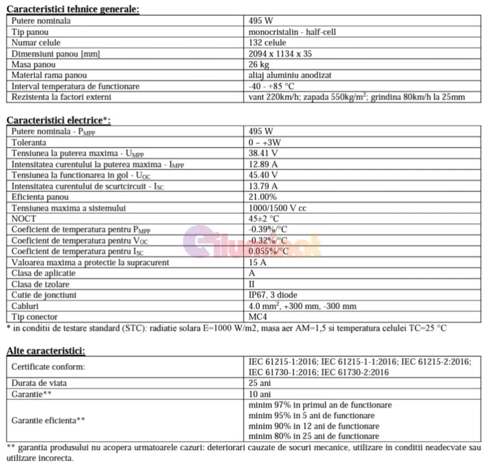 Panou Fotovoltaic Monocristalin 495W Half-Cell Lighting
