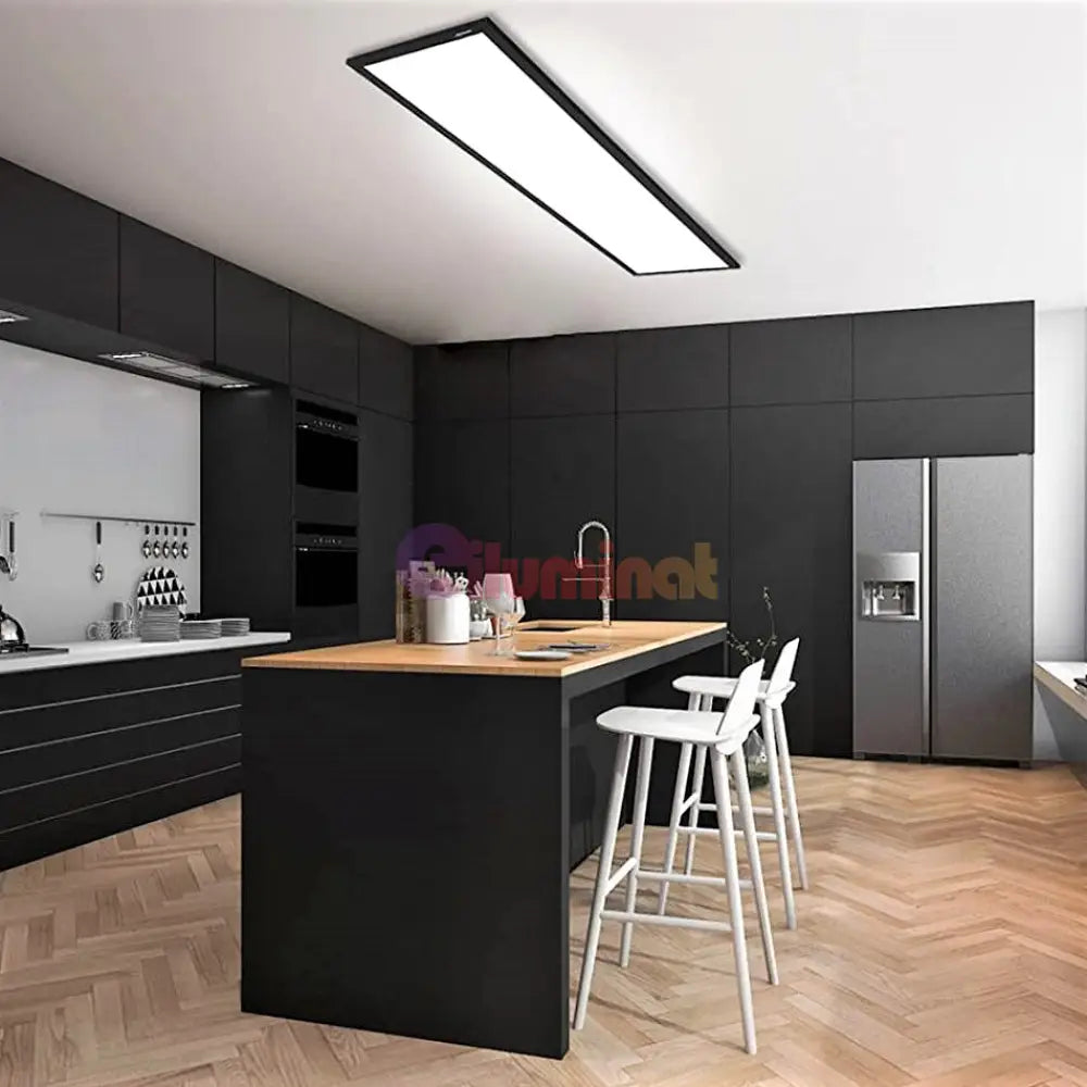 Panou Led 48W 120X30Cm Negru Aplicat Panel