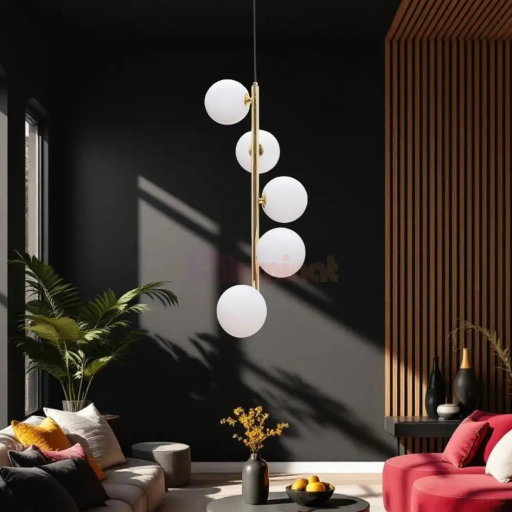 Lustra Abajur 5xG9 Black + Gold Nevalo NEGRU + AURIU / MINIMALIST DESIGN Lighting Fixtures