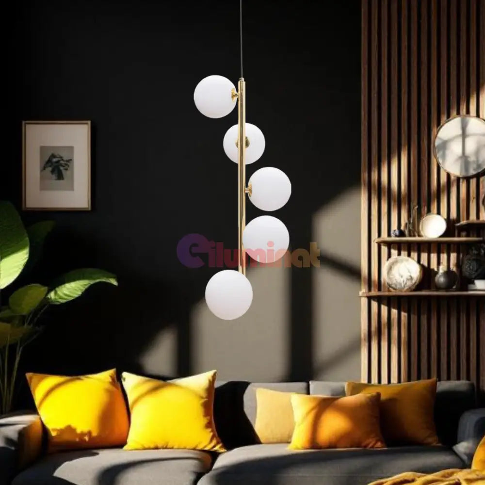 Lustra Abajur 5xG9 Black + Gold Nevalo NEGRU + AURIU / MINIMALIST DESIGN Lighting Fixtures