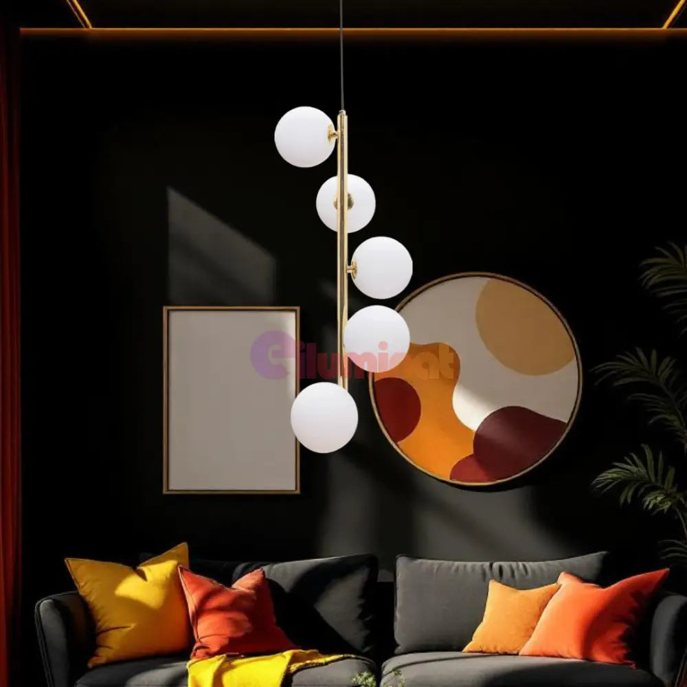 Lustra Abajur 5xG9 Black + Gold Nevalo NEGRU + AURIU / MINIMALIST DESIGN Lighting Fixtures