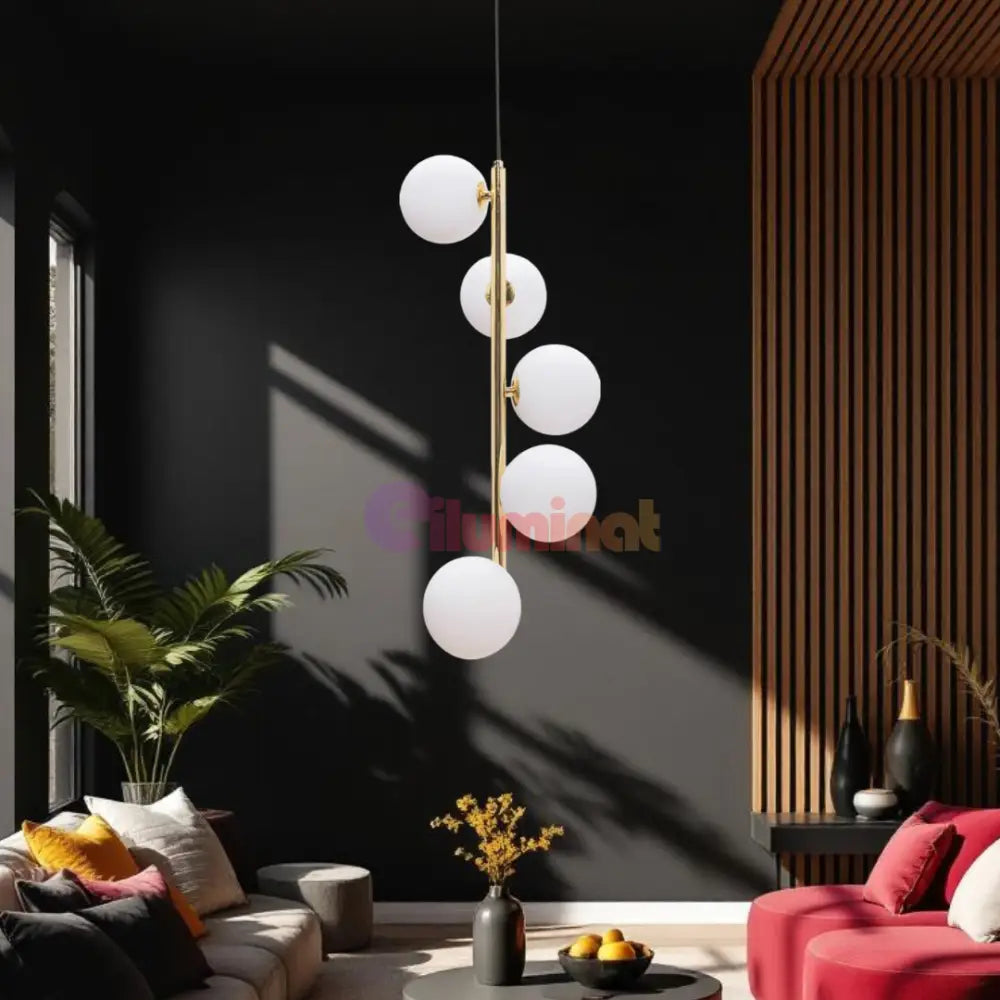 Lustra Abajur 5xG9 Black + Gold Nevalo NEGRU + AURIU / MINIMALIST DESIGN Lighting Fixtures