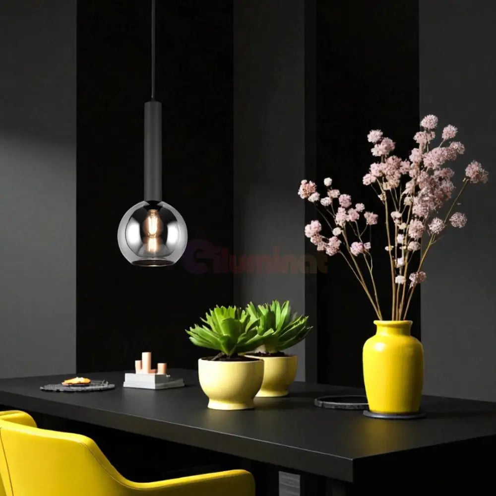 Pendul 1x E27 CLAYTON 28W NEAGRA / LUXURY Lighting Fixtures