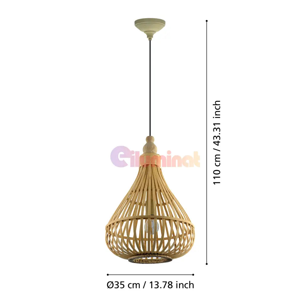 Lustra LED Suspendata AMSFIELD Wood Style EGLO 49772 LEMN / SUSPENDATE Lighting Fixtures