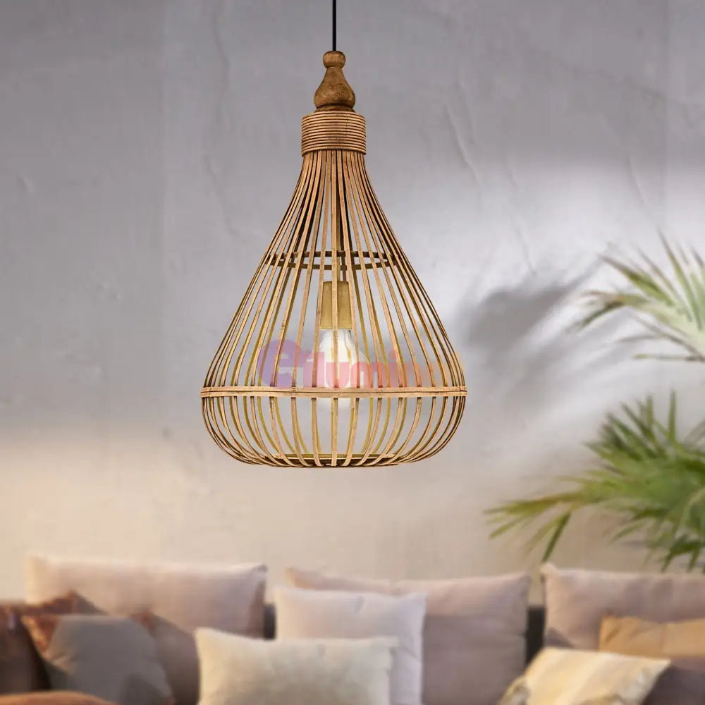 Lustra LED Suspendata AMSFIELD Wood Style EGLO 49772 LEMN / SUSPENDATE Lighting Fixtures