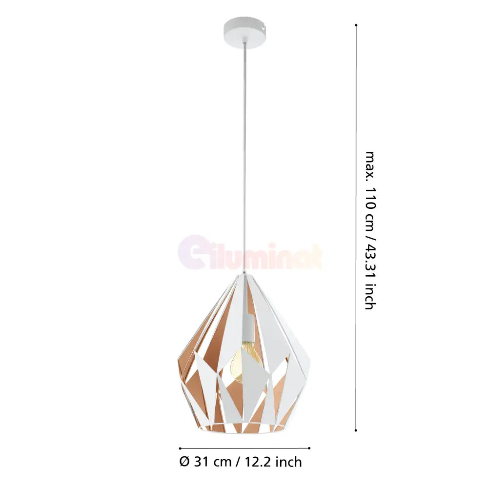 Pendul CARLTON 1 White & Gold 110CM Eglo ALBA / VINTAGE SI RETRO DESIGN Lighting Fixtures