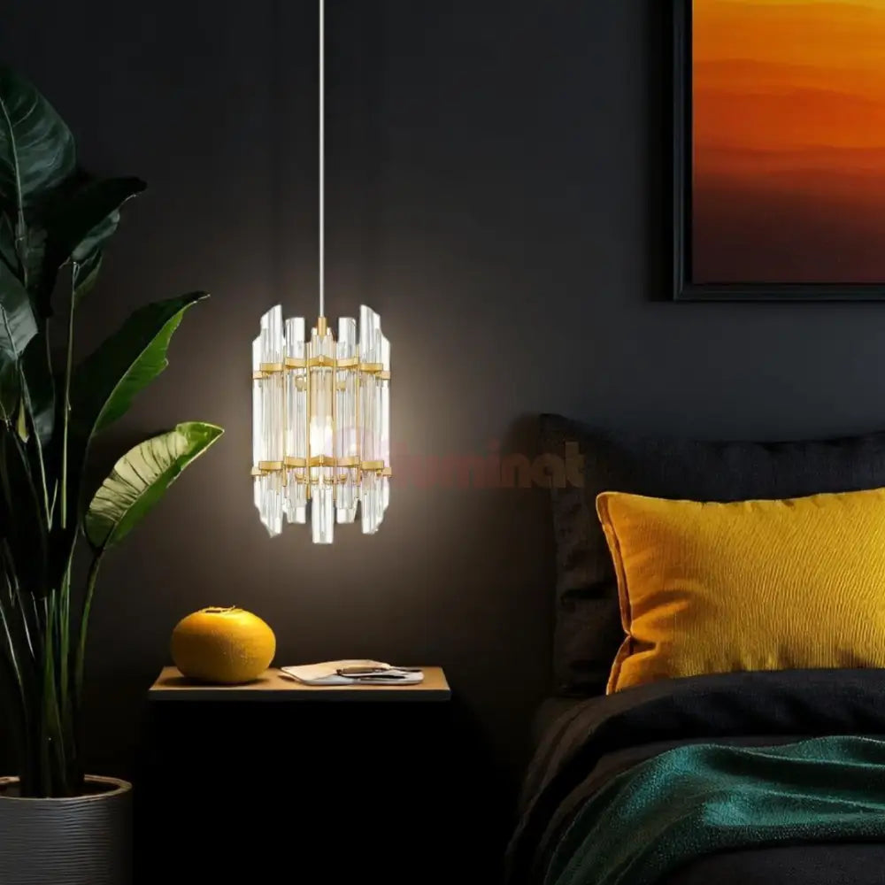 Pendul 1xE14 Gold Brillo AURIE / CRISTAL Lighting Fixtures