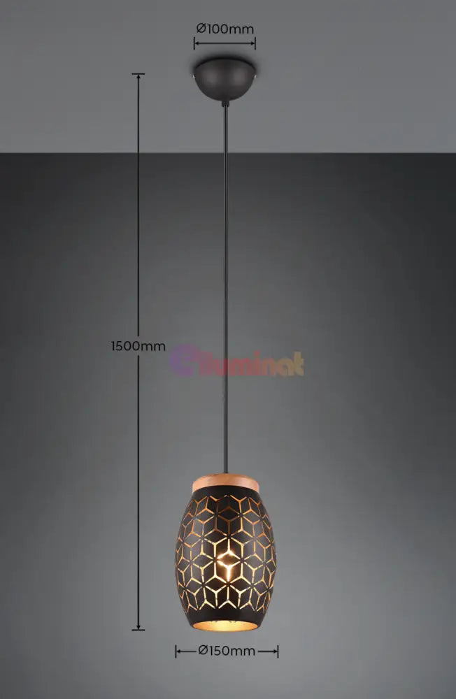 Pendul BIDAR 1x E27 Black NEAGRA / VINTAGE SI RETRO DESIGN Lighting Fixtures