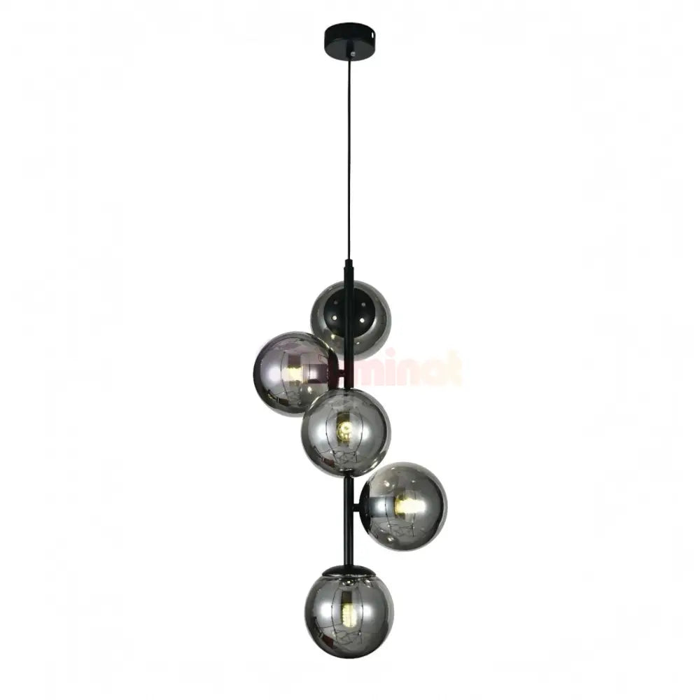 Pendul DIONIS Negru Abajur Fumuriu 5xE27 Chandeliers