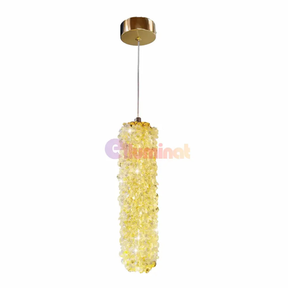 Pendul LED Cristal Sponge Cilindric Gold AURIE / CRISTAL Lighting Fixtures