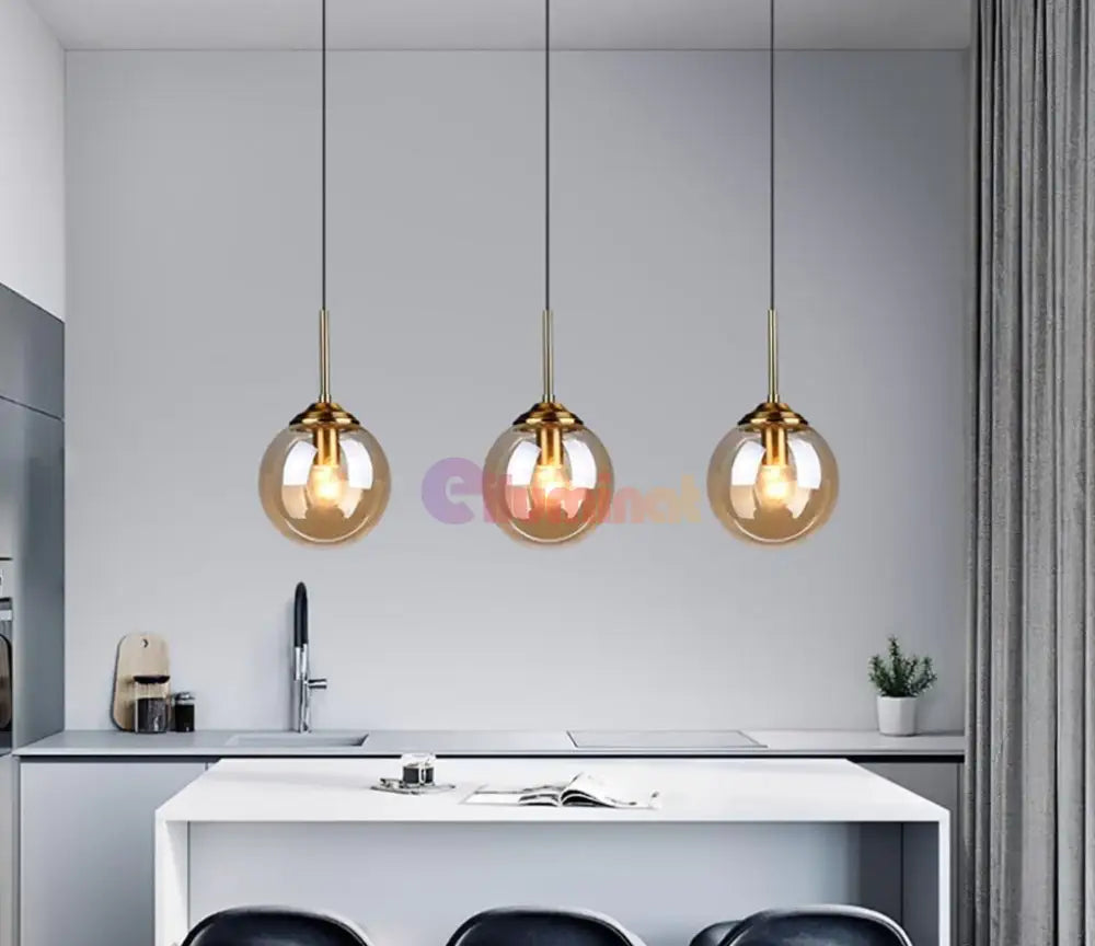 Pendul Nordic Abajur Amber Gold Mx136/1P Lighting Fixtures