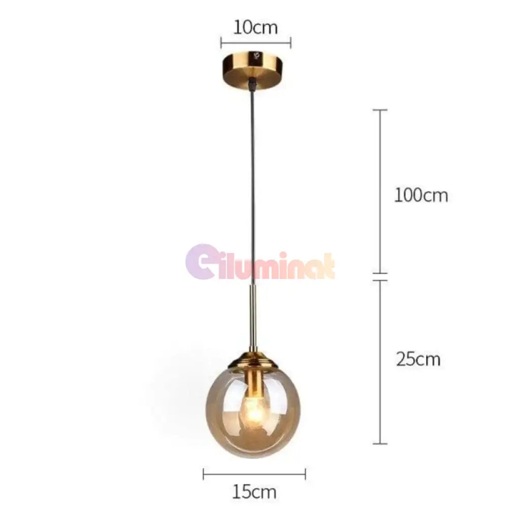 Pendul Nordic Abajur Amber Gold Mx136/1P Lighting Fixtures