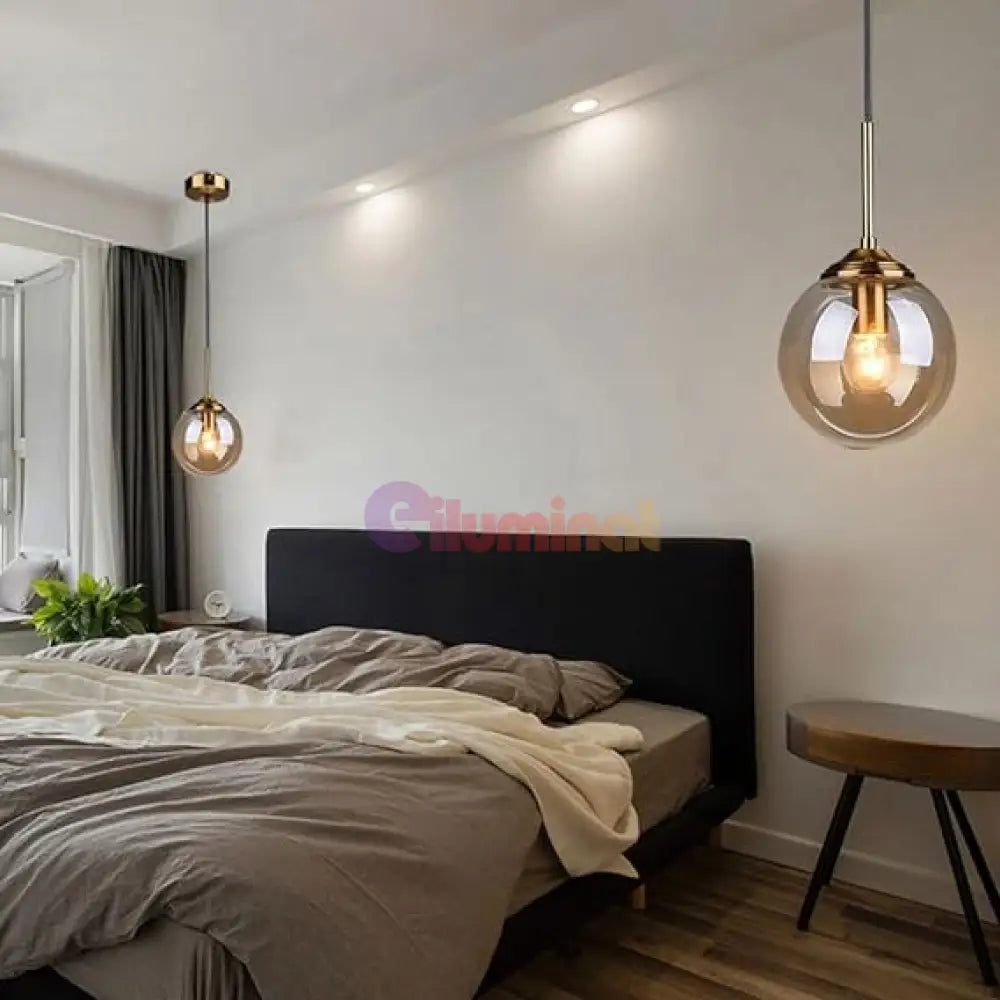 Pendul Nordic Abajur Amber Gold Mx136/1P Lighting Fixtures