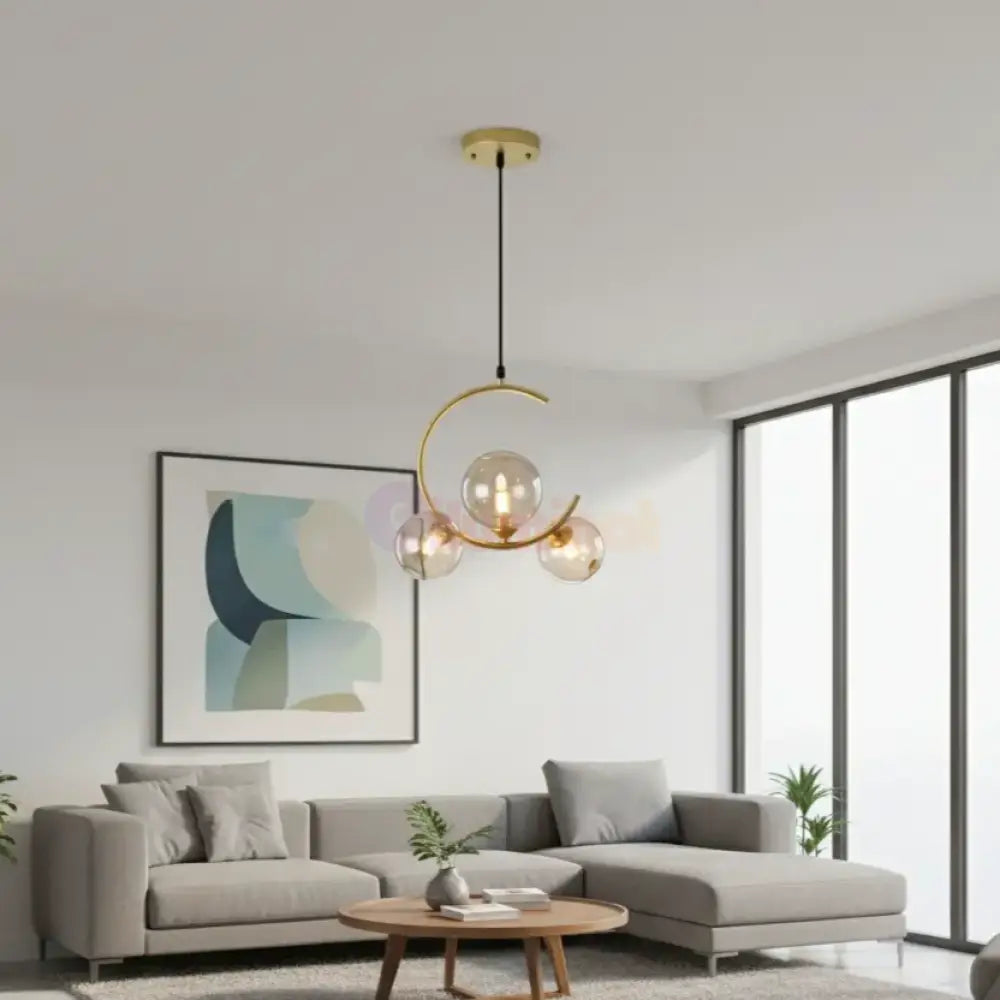 Pendul Nordic Abajur Fumuriu 3xE27 Gold AURIE / NORDIC Lighting Fixtures