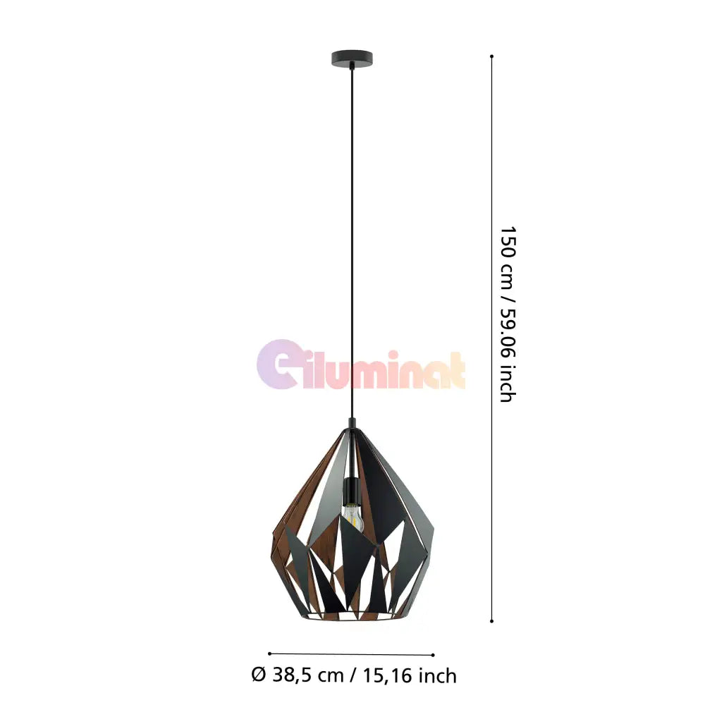 Pendul Vintage CARLTON 1 150CM Eglo NEAGRA / VINTAGE SI RETRO DESIGN Lighting Fixtures