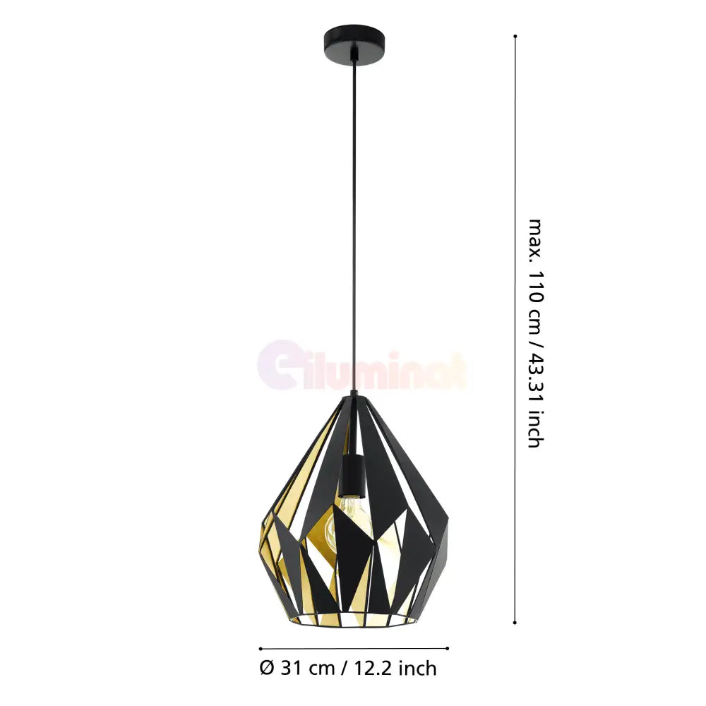 Pendul Vintage CARLTON 1 Black & Gold 110CM Eglo NEAGRA / VINTAGE SI RETRO DESIGN Lighting Fixtures