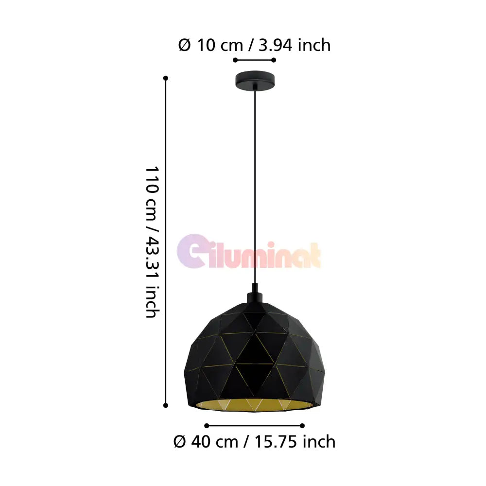 Pendul Vintage ROCCAFORTE 110CM Eglo NEGRU + AURIU / VINTAGE SI RETRO DESIGN Lighting Fixtures