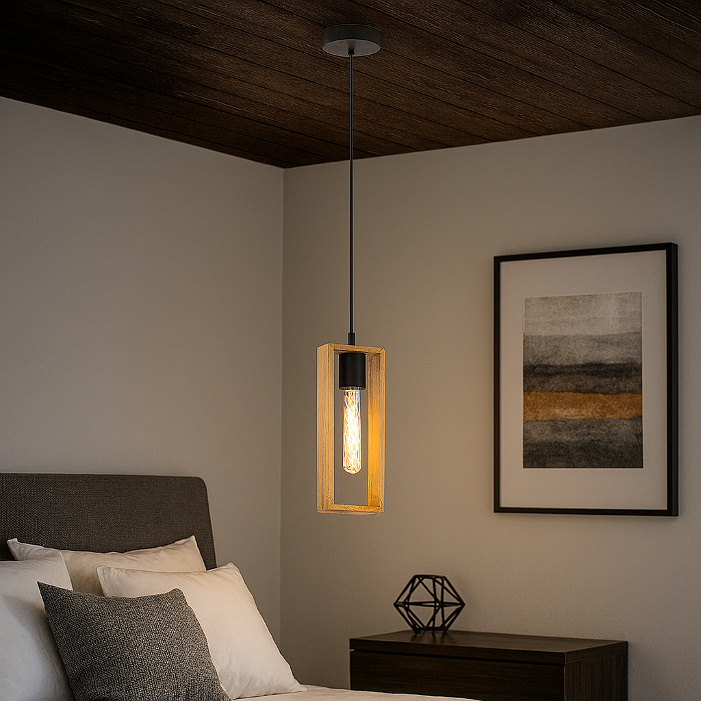 Pendul 1XE27 LITTLETON 49473 LEMN / VINTAGE SI RETRO DESIGN Lighting Fixtures