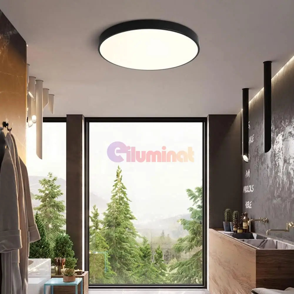 Plafoniera Led 40W Ultra-Thin Black Rotunda Echivalent 400W Led Ceiling Light