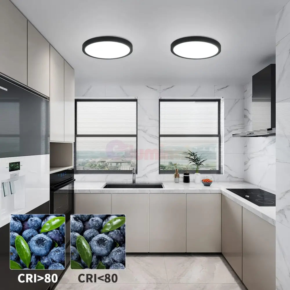 Plafoniera LED Baie 18W 30cm IP44 3 Lumini din buton Echivalent 150W Neagra 3 FUNCTII / 18W / 30CM led ceiling light