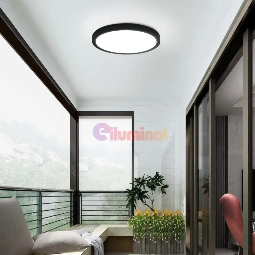 Plafoniera LED Baie 18W 30cm IP44 3 Lumini din buton Echivalent 150W Neagra 3 FUNCTII / 18W / 30CM led ceiling light
