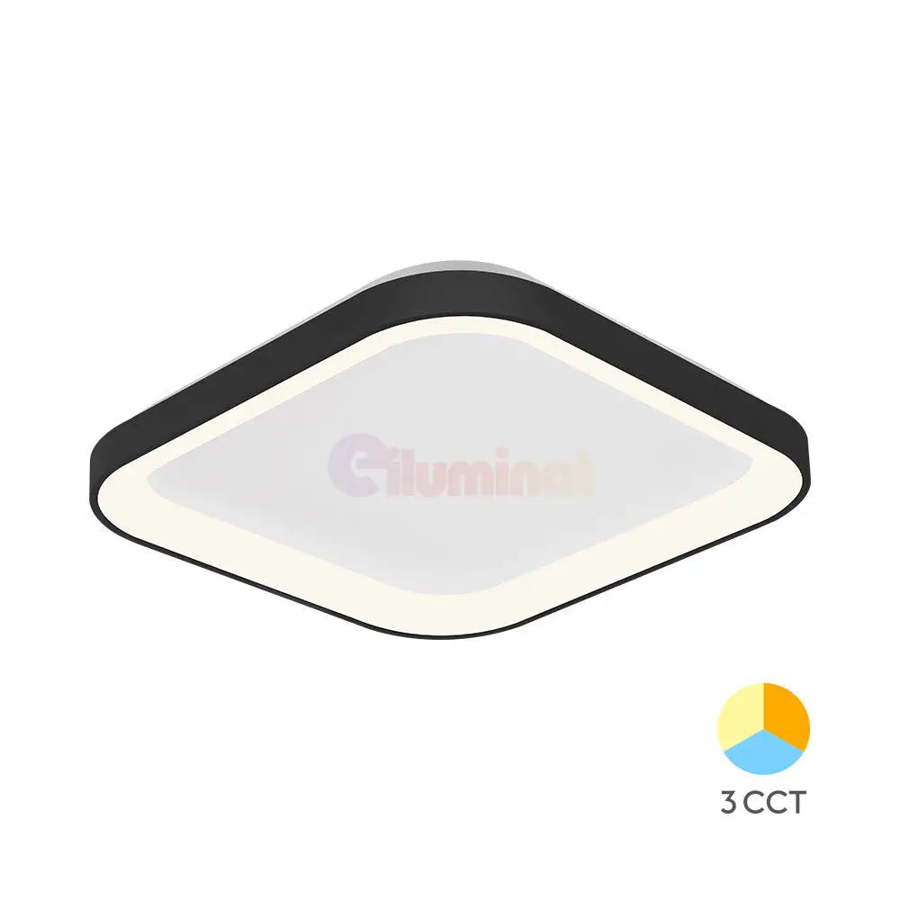 Plafoniera LED 36W 48cm Black Square IP20 3 Lumini BH17-00781 48CM / 36W / 3 FUNCTII led ceiling light
