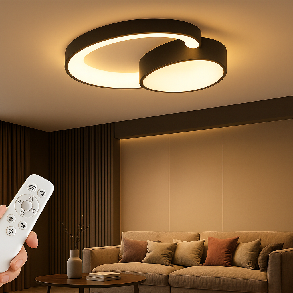 Lustra LED 146W Halo Duo Echivalent 580W Telecomanda NEAGRA / MINIMALIST DESIGN Wall Light Fixtures