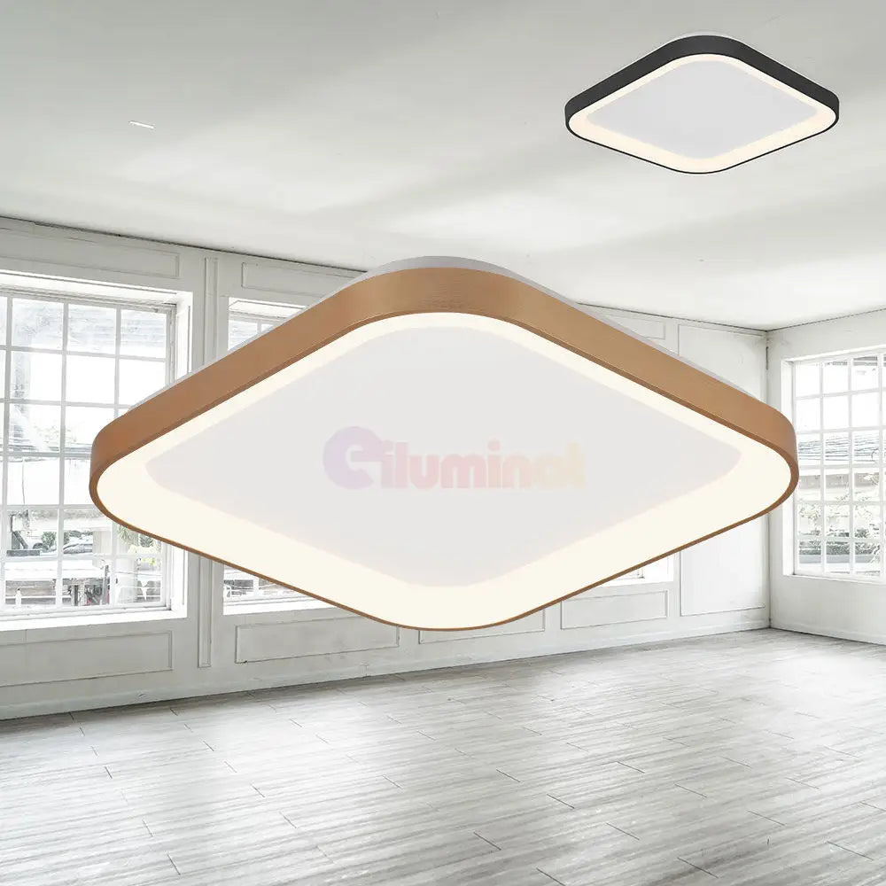 Plafoniera LED 36W 48cm GOLD Square IP20 3 Lumini BH17-00786 48CM / 36W / 3 FUNCTII led ceiling light