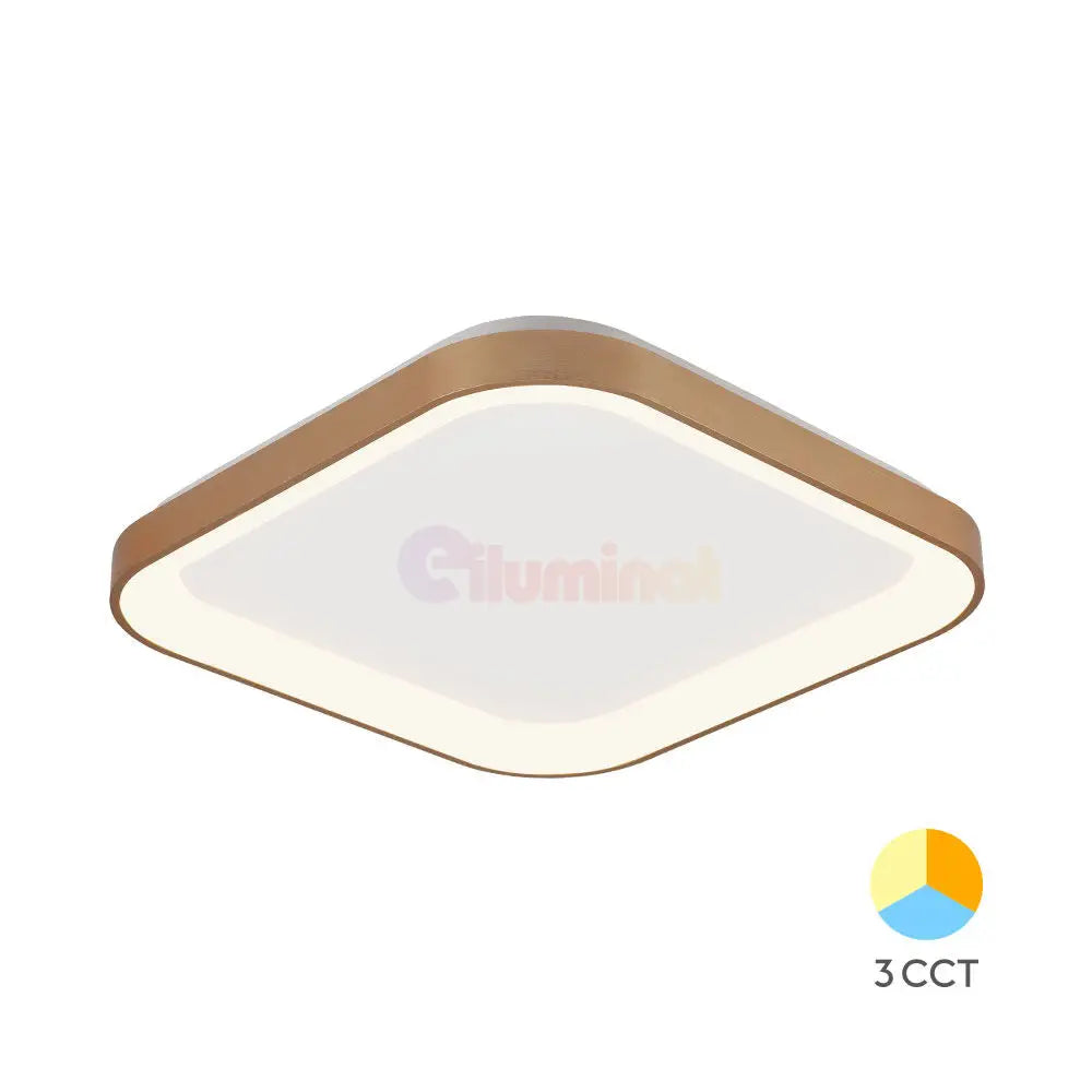 Plafoniera LED 36W 48cm GOLD Square IP20 3 Lumini BH17-00786 48CM / 36W / 3 FUNCTII led ceiling light