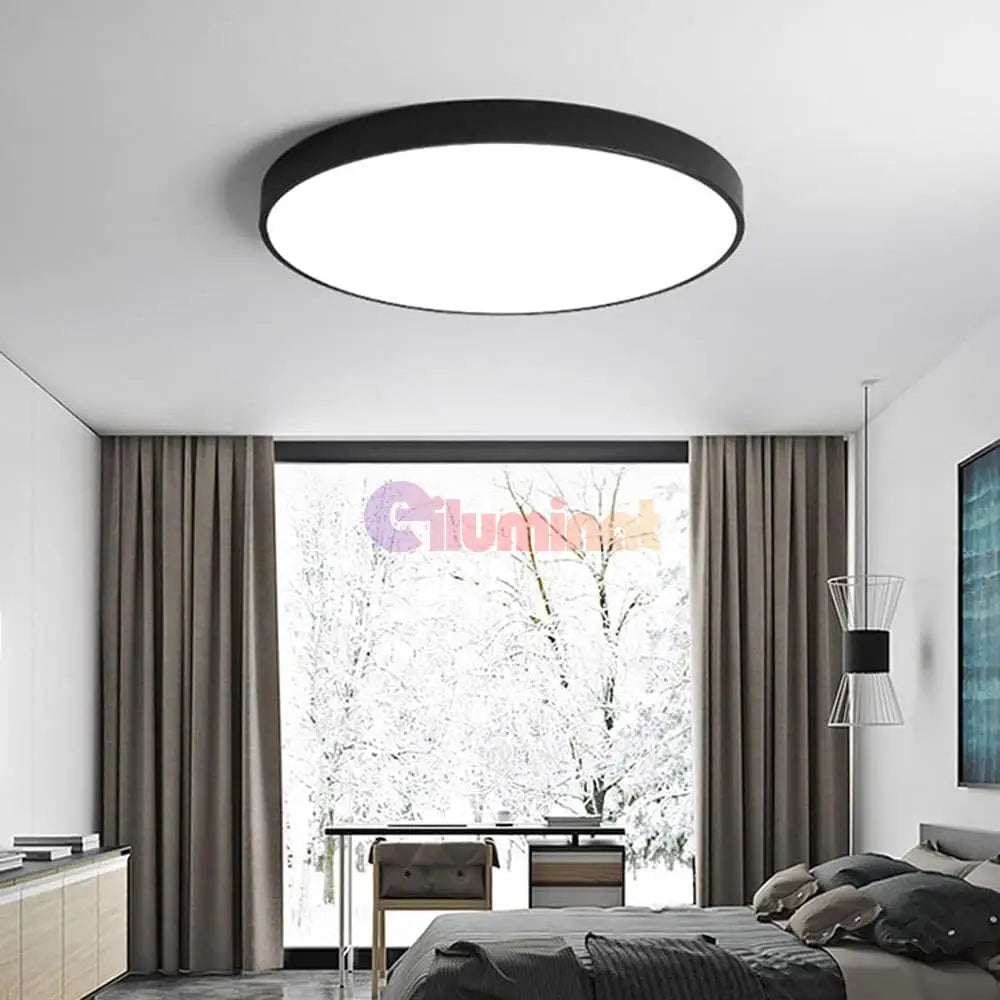 Plafoniera Led Rotunda 50Cm Ultra-Thin Black Echivalent 600W Ip44 Led Ceiling Light