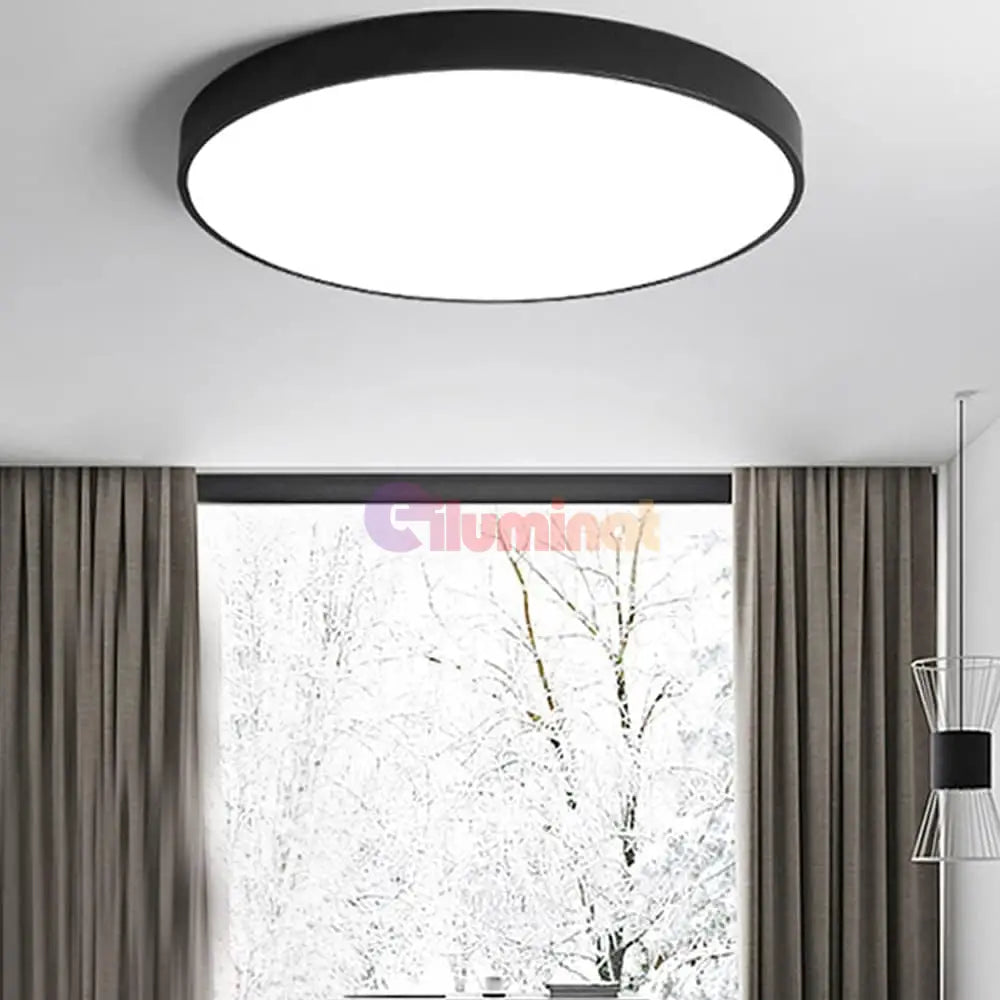 Plafoniera Led Rotunda 50Cm Ultra-Thin Black Echivalent 600W Ip44 Led Ceiling Light