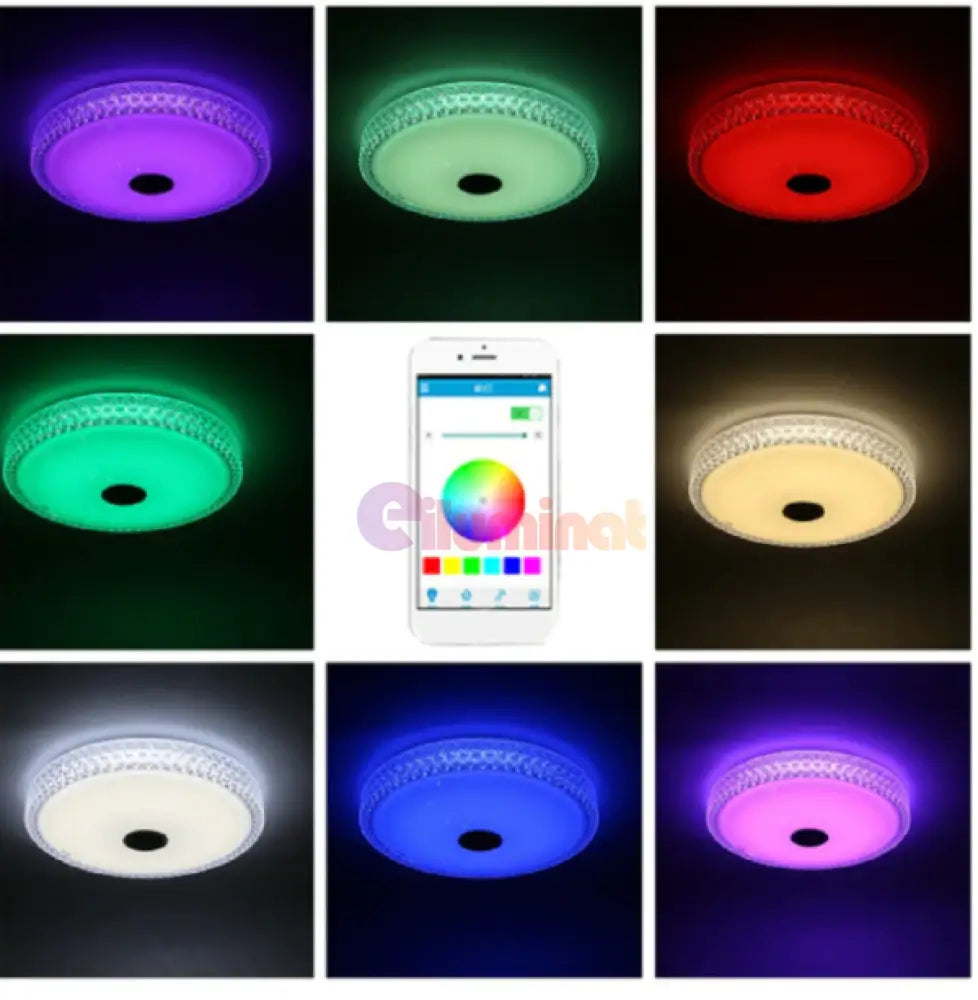 Plafoniera Led Smart 120W Rgb + Cct Cu Boxa Bluetooth Si Telecomanda Led Ceiling Light