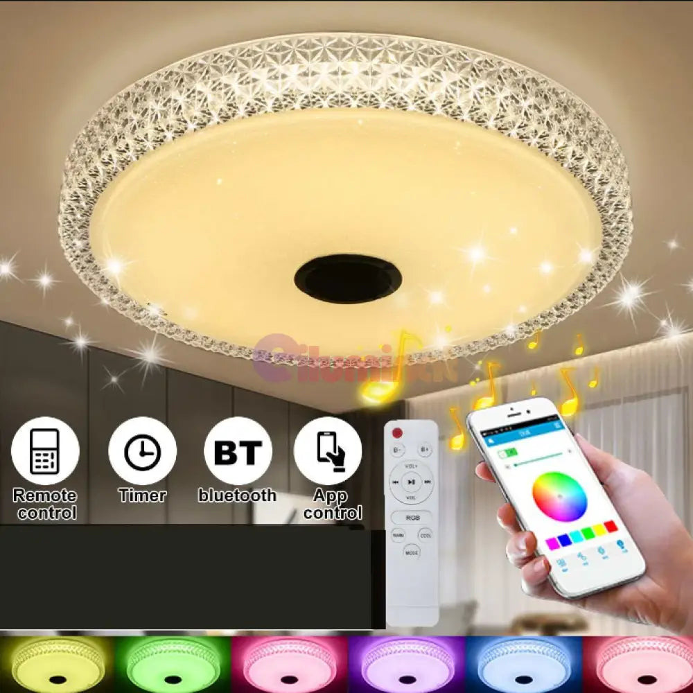 Plafoniera Led Smart 120W Rgb + Cct Cu Boxa Bluetooth Si Telecomanda Led Ceiling Light