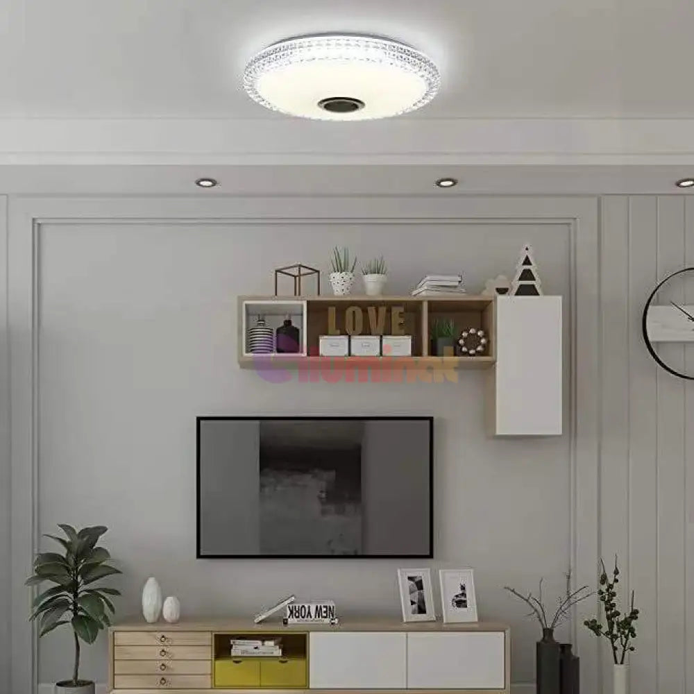 Plafoniera Led Smart 120W Rgb + Cct Cu Boxa Bluetooth Si Telecomanda Led Ceiling Light