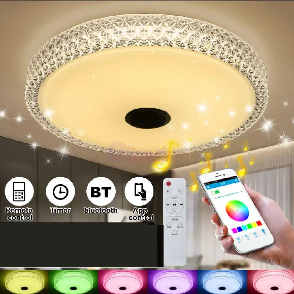Plafoniera Led Smart 120W Rgb + Cct Cu Boxa Bluetooth Si Telecomanda Led Ceiling Light