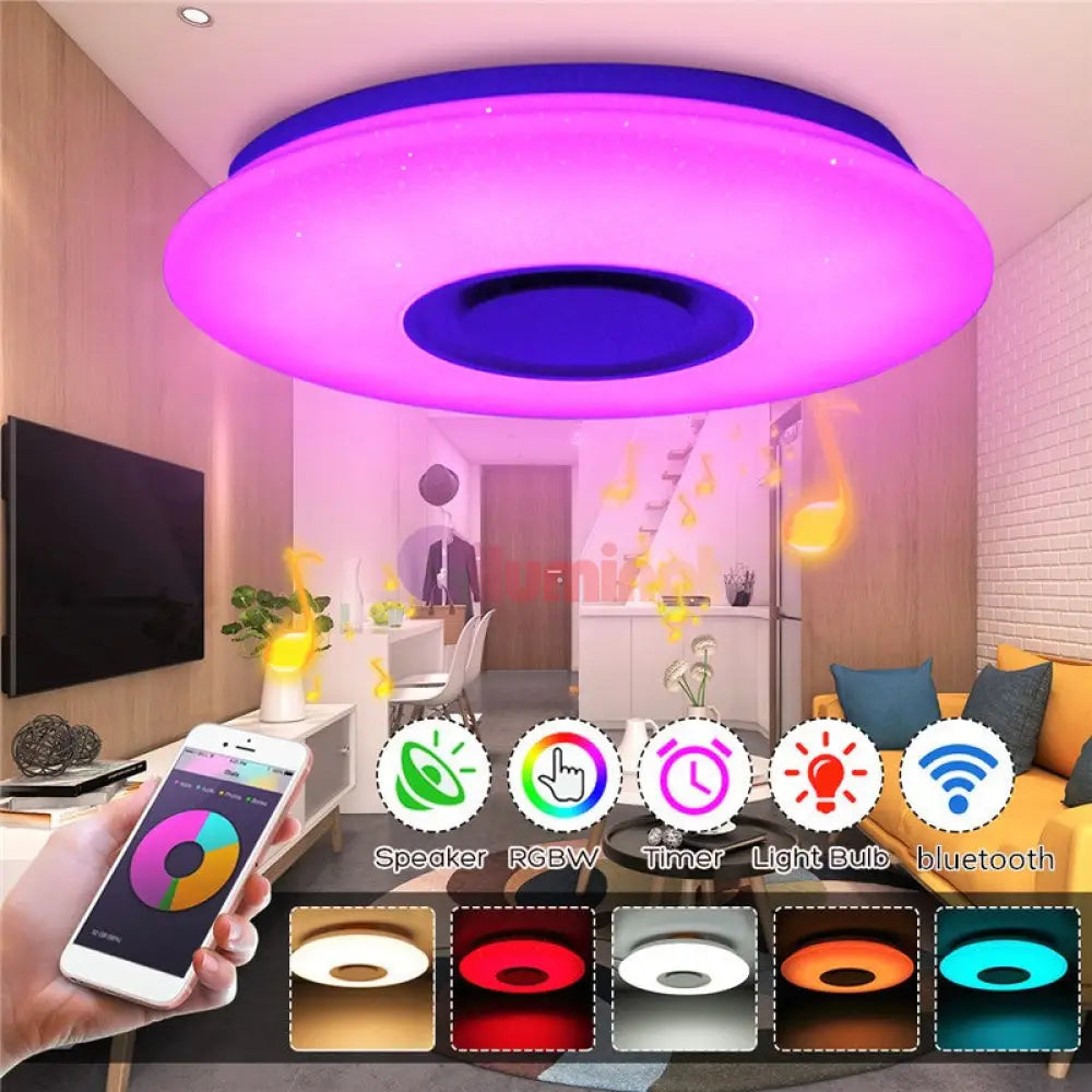 Plafoniera Led Smart 36W Rgbw Cu Bluetooth Echivalent 300W Led Ceiling Light