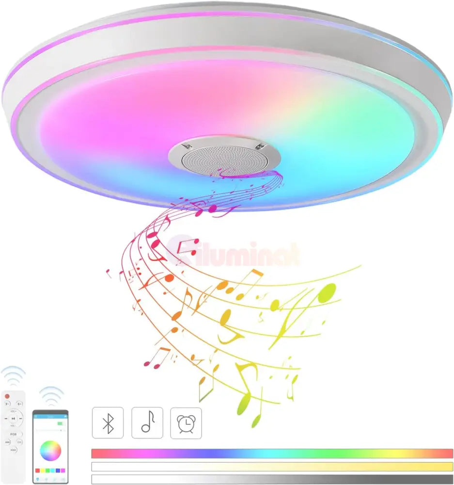 Plafoniera LED SMART 50W RGB + CCT Bluetooth si Telecomanda Echivalent 400W PLAFONIERA LED RGB MULTICOLORA CU BOXA